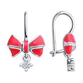 Серьги 94-120-02177-1 серебро бантик