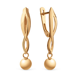 Серьги подвесные 029592-1000 золото С шариками