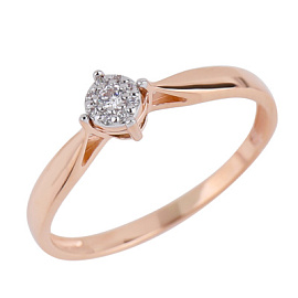 Кольцо один камень 24458 золото