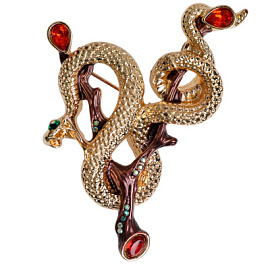 Брошь 3V-7172-YB ювелирный сплав змея