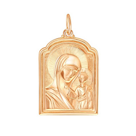 Подвеска религиозная христианская ладанка 20-0090 золото Казанская Божья Матерь