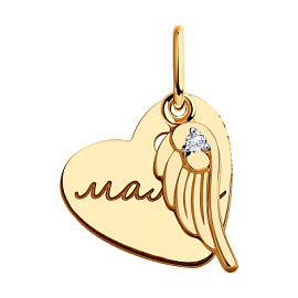 Подвеска 035686С золото Мама и сердце