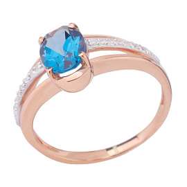 Кольцо один камень К-0229 лт золото