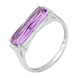 Кольцо один камень К-0277 ам серебро