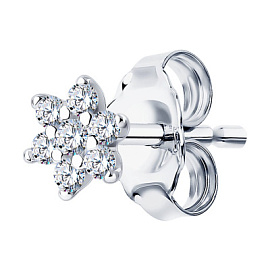 Серьги пусета одиночная 94170132 серебро Цветок