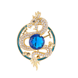 Брошь 3-2527-Y ювелирный сплав Дракон