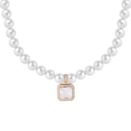 Бусы чокер К-150W-1К-40 ювелирный сплав Квадрат