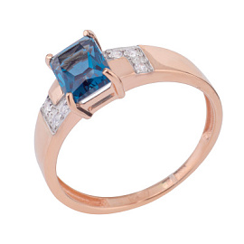 Кольцо один камень К-0248 лт золото