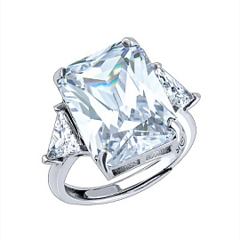 Кольцо один камень RI004743 серебро