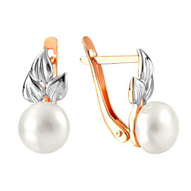 Серьги один камень 290-1-901Р золото Лист