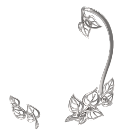 Серьги каффы 1038192-00000 серебро Лист