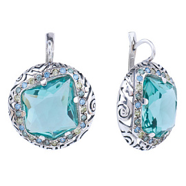 Серьги подвесные 4031с акв серебро