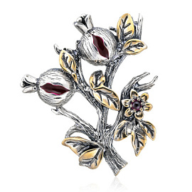 Брошь BO081504GRN-CRD-M серебро Цветок