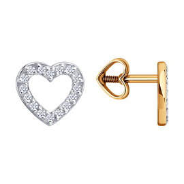 Серьги пусеты 0200633 золото Сердце