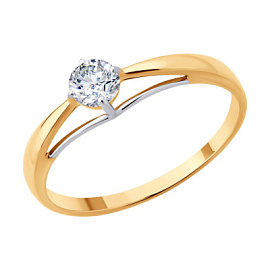 Кольцо один камень 019585 золото