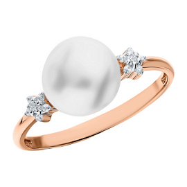 Кольцо один камень 190-1-786Р золото Цветок