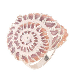 Кольцо 32-061TR эм.кор серебро Ракушка