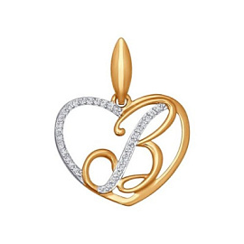 Подвеска буква 034650 золото Буква В