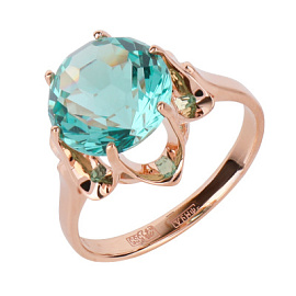 Кольцо один камень 2351 акв золото