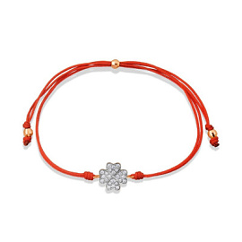Браслет красная нить Т14710861 золото Клевер