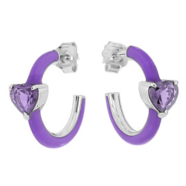 Серьги конго EA007362 серебро Сердце