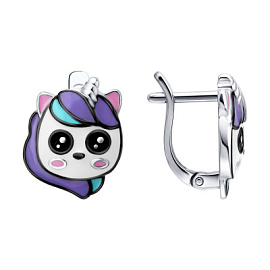 Серьги 94-120-00106-1 серебро Единорог