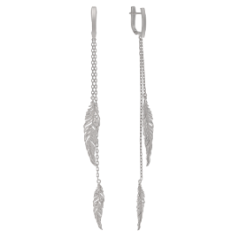 Серьги подвесные 1041572-00000 серебро перо