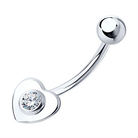Пирсинг в пуп 94060081 серебро Сердце