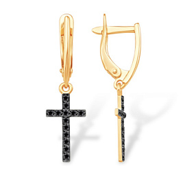 Серьги подвесные С19218642 золото Крест