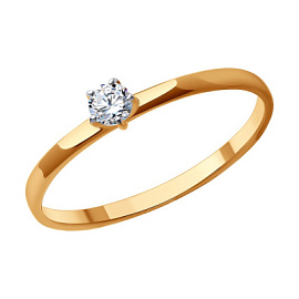Кольцо один камень 51-110-01973-1 золото