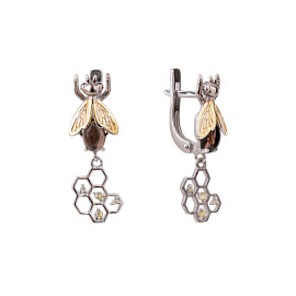 Серьги подвесные С-5093рлзчк407274 серебро Пчела