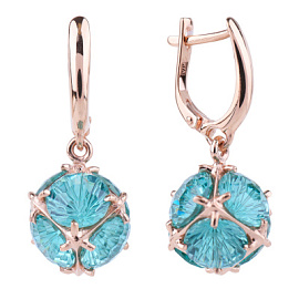 Серьги подвесные 3444-8 акв золото