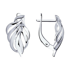 Серьги 94-120-00872-1 серебро Лист